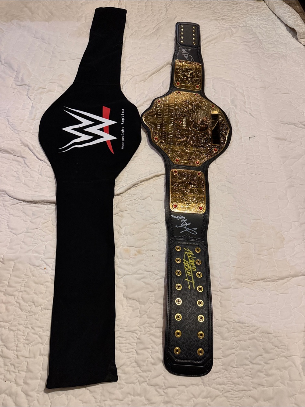 WWE Black and Gold Replica Championship Belt with Logo Cover
